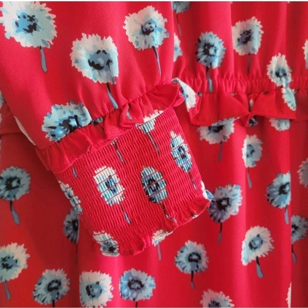 J Crew Women's Size 14 Red Longfellow Lined Floral Casual Dress